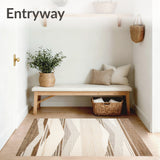 Abstract Linear Motifs and Textured Chevron Stripes(Beige)