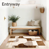 Geometric Beige Brown Contemporary Abstract Art(Beige)