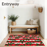 Cane Striped with Holly Leaf Accents Semi Arc Design(Red)
