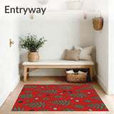 Enchanted Winter Throw Adorned With Magical Fir Branch Motifs(Red)