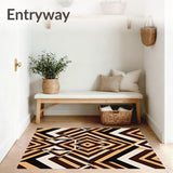 Interlocking Chevron Stripes With Weathered Texture Effects(Brown)
