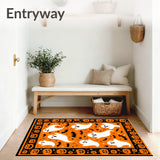Spooky Season Welcome Rug Set Halloween Ghost & Pumpkin Entryway Carpet(Orange)