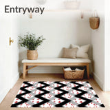 Scandi Checkerboard with Festive Holly Leaf Details(Black)