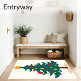 Christmas Tree Doormat with Topper and Ornament Details(Green)