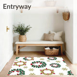 Festive Holly Berry Wreath Area with Snowflake Accents(Green)