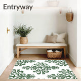 Damask Scrollwork Design with Botanical(Green)