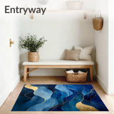 Contemporary Abstract with Waves and Gold Veins(Blue)