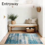 Elegant Micro Loop Area with Speckled Blue and Beige(Blue)