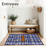 Bold Plaid Check Featuring Smiling Phantom and Cursive Lettering(Blue)