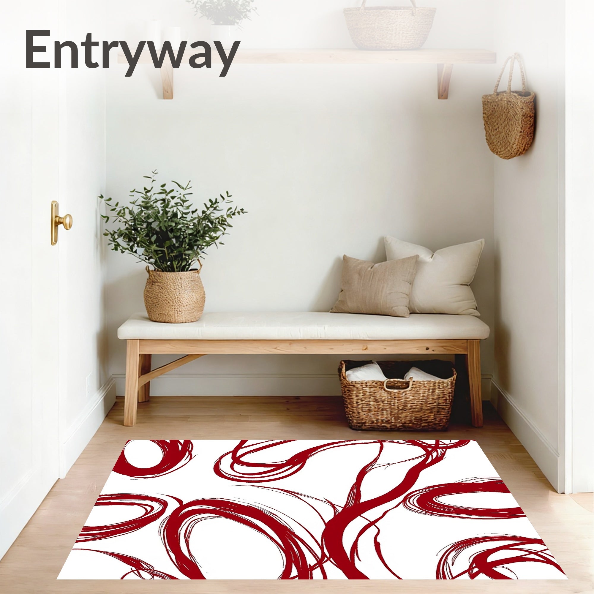 Abstract Brushstroke Art with Swirling Paint Effects (Red) - ODIKA