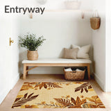 Island Breeze Weatherproof Area Rug With Decorative Botanical Pattern(Beige)