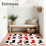 Do Not Knock Dogs Will Bark Rug Witty Vibrant Text Dog Silhouettes(Red)