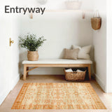 Boho Morden Tan Rug with Edge Geometric Indoor Carpet(Beige)