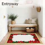 Poinsettia Bloom Christmas Entry with Golden Bell Borders(Red)