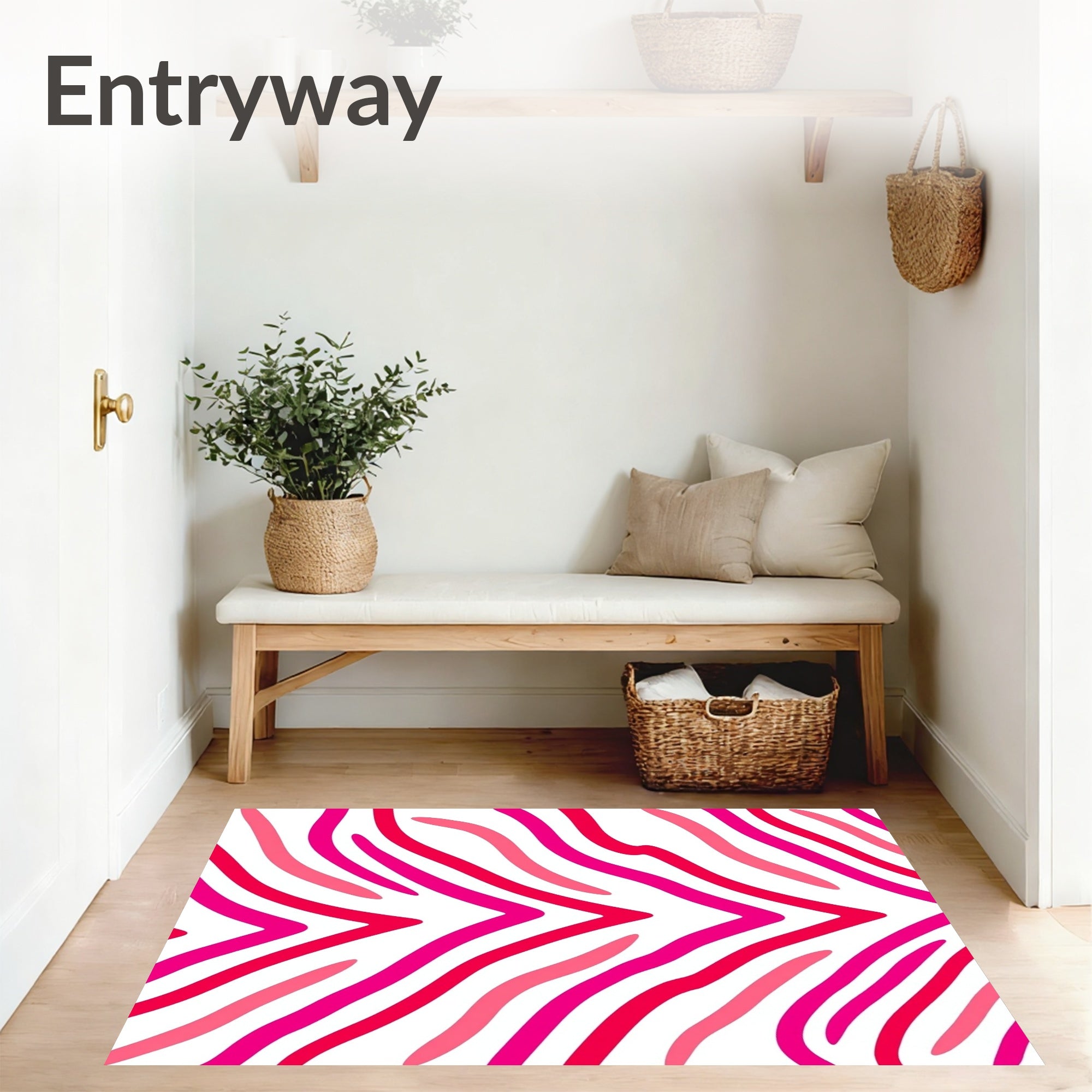 Vibrant Interlocking Chevron with Curves and Playful Flow (Pink) - ODIKA