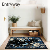 Dreamscape Black Surreal Floral Butterflies Artistic Flourishes(Blue)