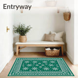 Festive Snowflake Accent Floor Decoration Holiday Entryway Welcome(Green)