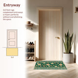 Ultra Soft Area Rug, Non Slip, Stain Resistant, Washable Area Rugs for Living Room, Bedroom, Boho Vintage Oriental(Green)