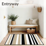Classic Black and Beige Striped Area(Beige)