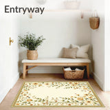 Boho Floral Entrance Runner Non Slip Indoor Hallway(Beige)