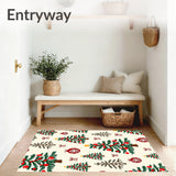 Festive Evergreen Holiday Tapestry With Ornamental Decorations(Cream)