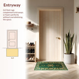 Ultra Soft Area Rug, Non Slip, Stain Resistant, Washable Area Rugs for Living Room, Bedroom, Velvet Embroidered Islamic Prayer(Green)