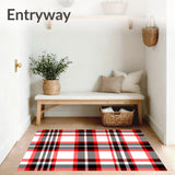 Tartan Holiday Check With Interlocking Festive Stripes Design(Red)
