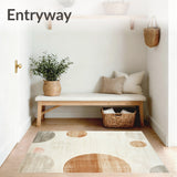 Beige Cream Circle Distressed Print Round Accent Area(Beige)