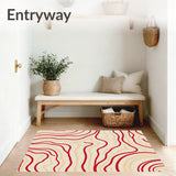 Abstract Wave with Flowing Curves and Earthy Neutral Palette(Red)