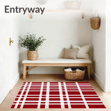 Holiday Gingham Decorative Floor Covering(Red)