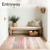 Chic Distressed Striped Area Abstract Print Runner(Pink)