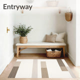 White & Tan Abstract Floor Design(Beige)