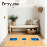 Basketball Court Wood Floor Blue Key Light Blue Lines(Beige)