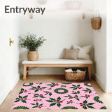Festive Holly Berry Wreath Decorative Floor Covering(Pink)