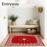 Festive Holiday Medallion Tapestry With Elegant Botanical Motifs(Red)
