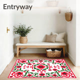 Suzani Embroidery Style with Bold Florals and Artisan Crafted Appeal(Red)