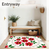 Elegant Poinsettia Blossom Yuletide Welcome Entryway Decoration(Red)