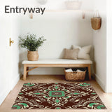 Traditional Floral Damask with Intricate Botanical Motifs (Brown)