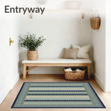 Beige Blue Vintage Stripe Hallway(Blue)