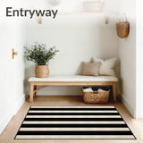 Contemporary Black and Beige Stripe for Versatile Indoor Use(Black)