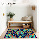 Wave Blossom Interlocking Medallion with Whimsical Leafy Scrolls (Blue)