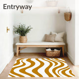 Abstract Chevron Waves With Interlocking Stripes And Contours(Brown)