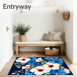 Floral Breeze with Artistic Hibiscus Blooms and Expressive Modern(Blue)