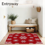 Festive Snowflake Winter Holiday Accent Doormat(Red)