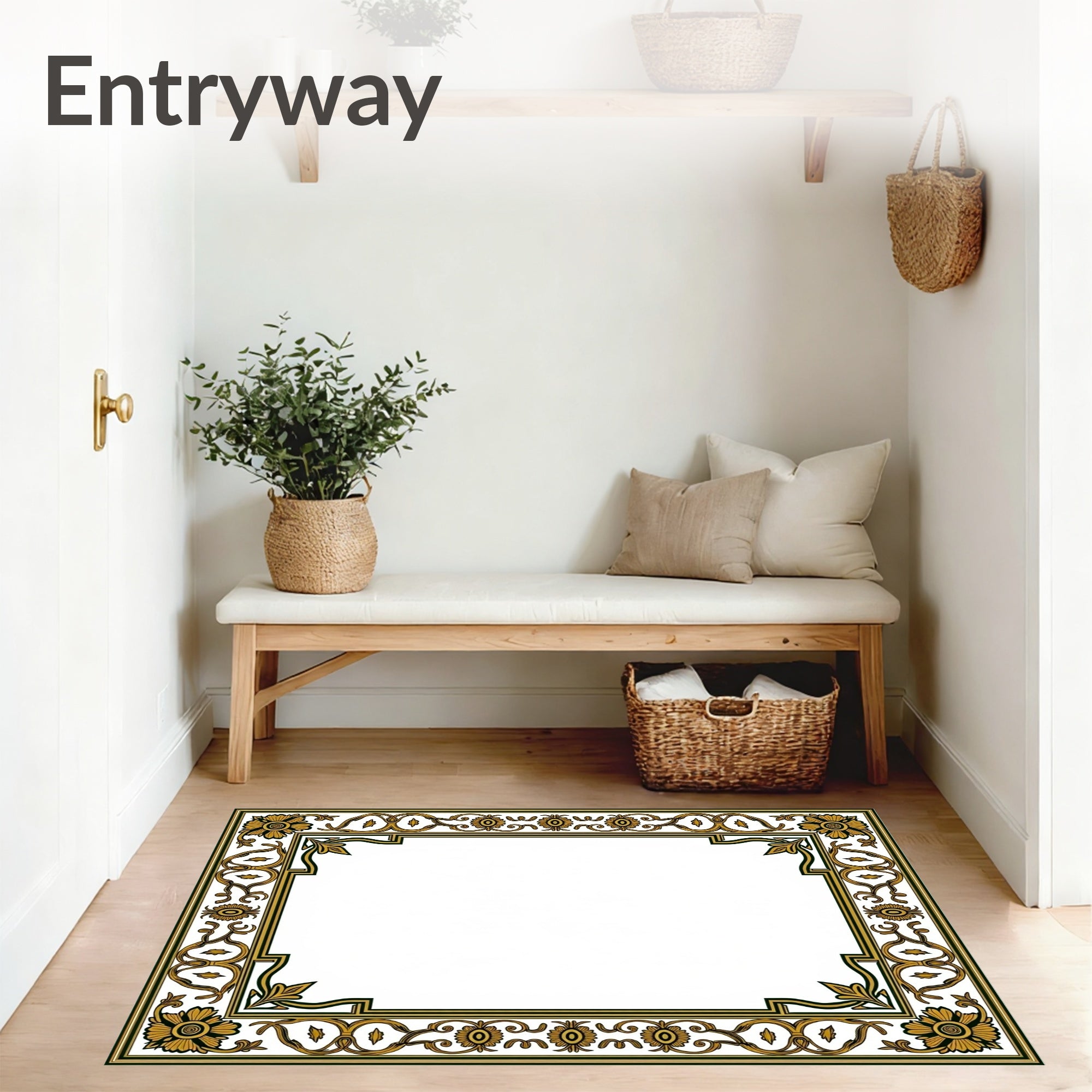 Inspired Medallion Shag with Vintage Ornamental Design (Gold) - ODIKA