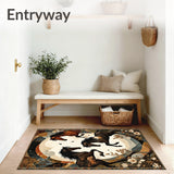 Hand Painted Horse Spirit Area Rug with Expressive Motion and Vintage Detailing(Brown)