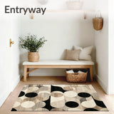 Barista Collection Modern Abstract Circles Geometric Area Beige Black(Beige)