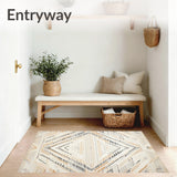 Boho Chic Beige Ivory Area Abstract Diamond Weave Texture(Beige)