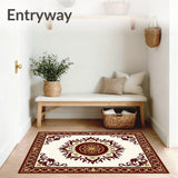 Filigree Medallion Surrounded by Heraldic Floral and Vinework(Brown)