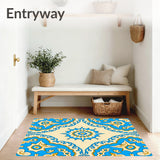 Elegant Floral Medallion Tapestry With Vintage Artistic Swirl Design (Blue)